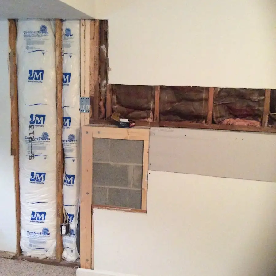 Wall insulation replacement during Basement Flood Cleanup in Huron